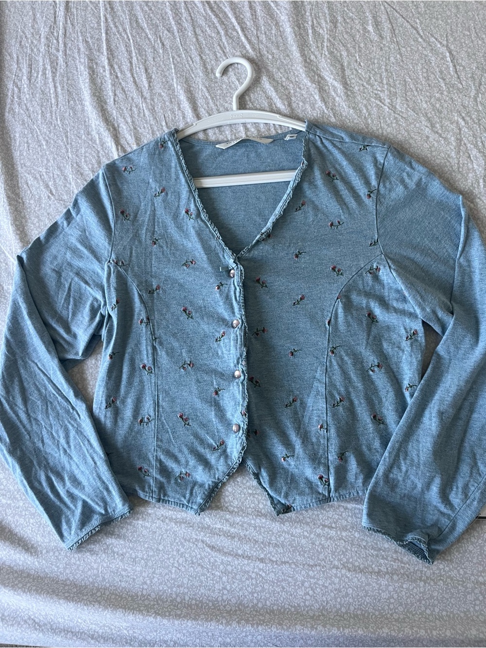 Victoria's Secret Country Light Blue Floral Embroidered Cardigan Size M